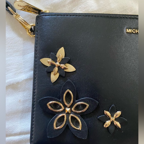 Michael Kors Black and Gold Floral Clutch Wristlet - Picture 6 of 7